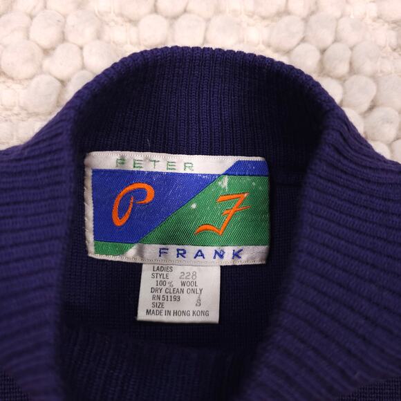 Vintage Peter Frank Wool Ski Sweater Striped Sz Small - Picture 6 of 6